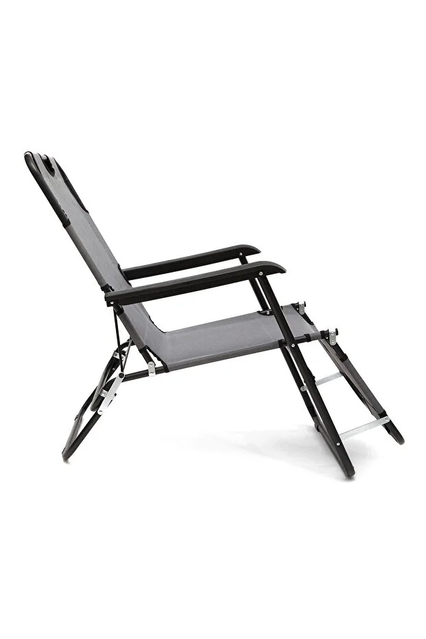 Litus Katlanır Şezlong Plaj Şezlongu Portatif Kamp Sandalyesi Ve Bahçe Şezlongu - Gri